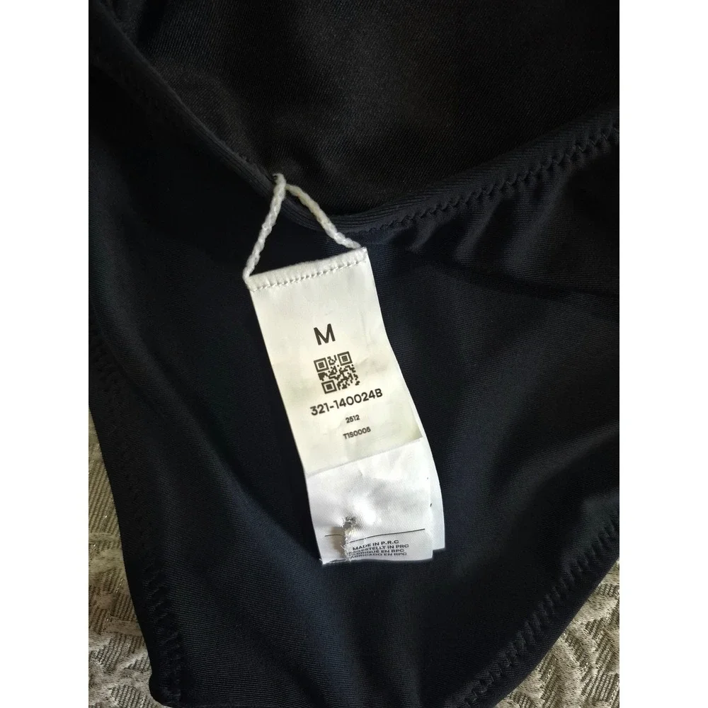 Black Ruffle V-Neck Ruched One Piece Swimsuit Lace Up Back‎ Size Medium